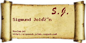 Sigmund Jolán névjegykártya